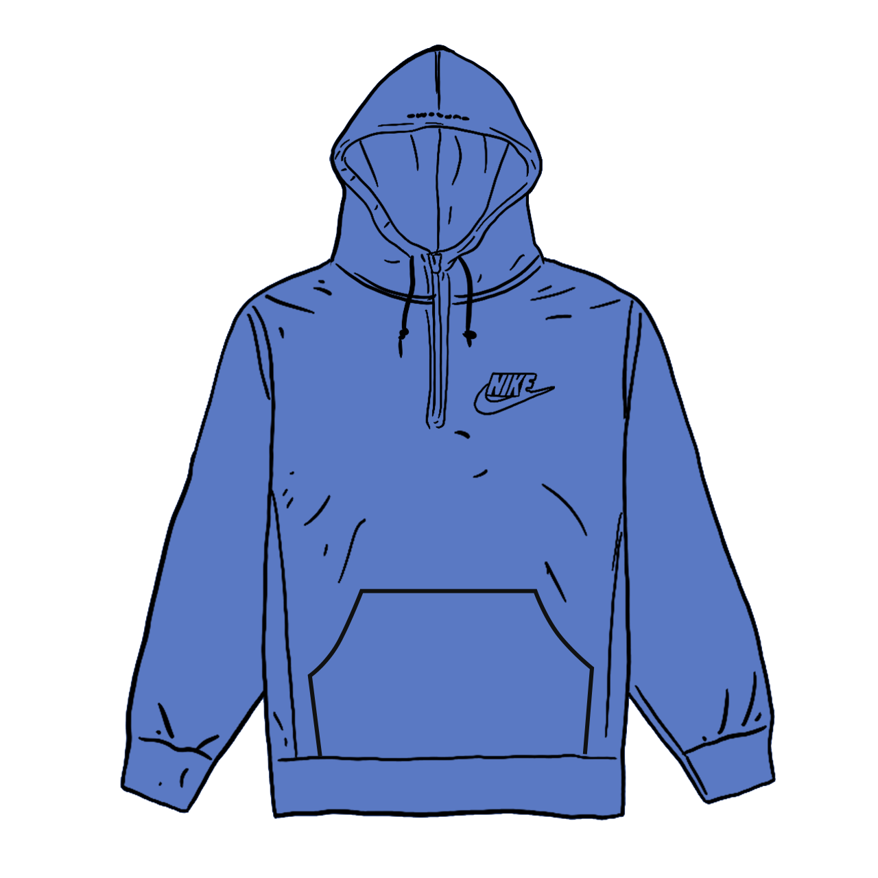 Pre-owned Nike Half Zip Hooded Sweatshirt Blue