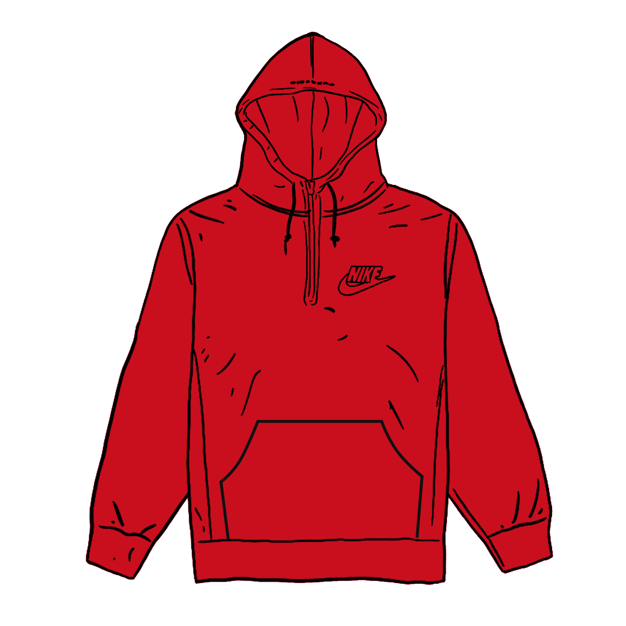 Pre-owned Nike Half Zip Hooded Sweatshirt Red
