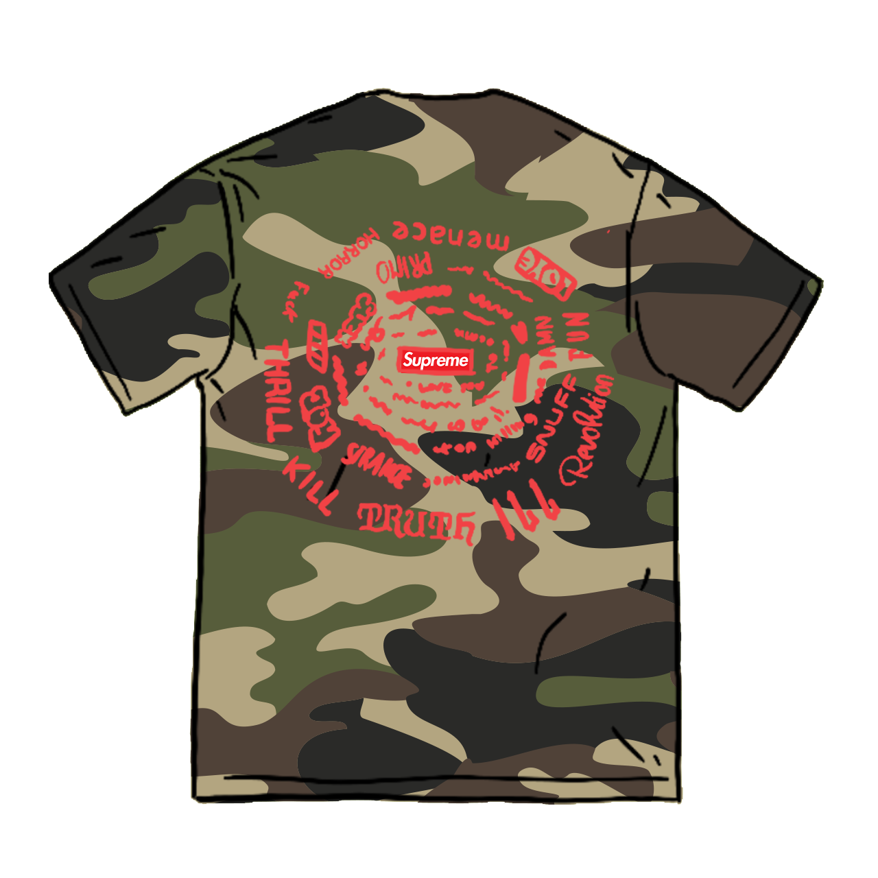 Pre-owned Supreme  Spiral Tee Woodland Camo