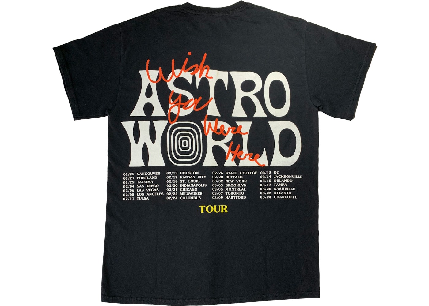Travis Scott Astroworld Tour Wish You Were Here Tee Black SS19