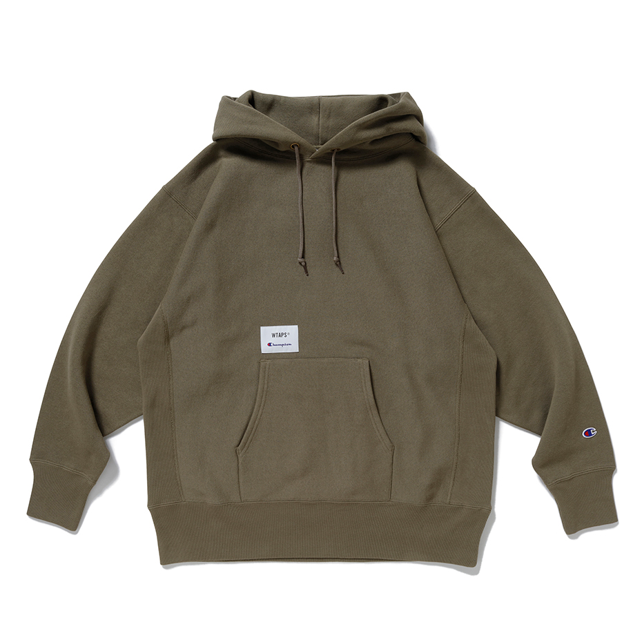 Pre-owned Wtaps X Champion Reverse Weave (r) Hooded Sweatshirt Olivedrab