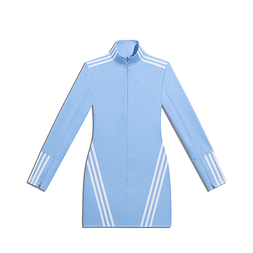 Pre-owned Adidas Originals Adidas Ivy Park 1/2 Zip Latex Dress (plus Size) Light Blue/white