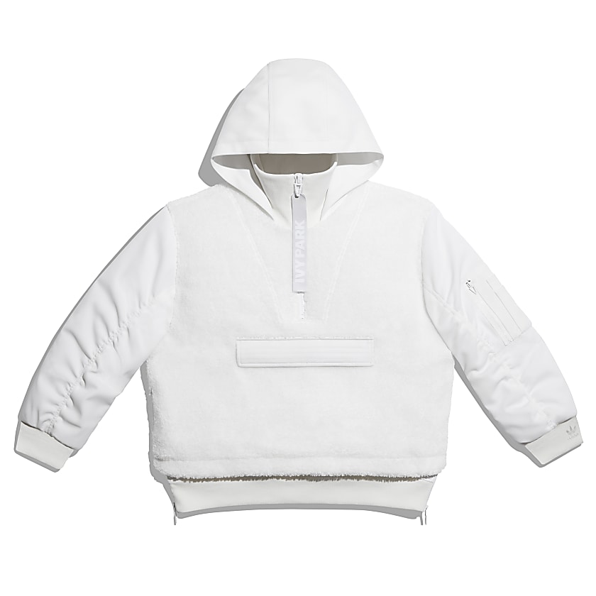 Pre-owned Adidas Originals Adidas Ivy Park 1/2 Zip Sherpa Layered Jacket (all Gender) Core White