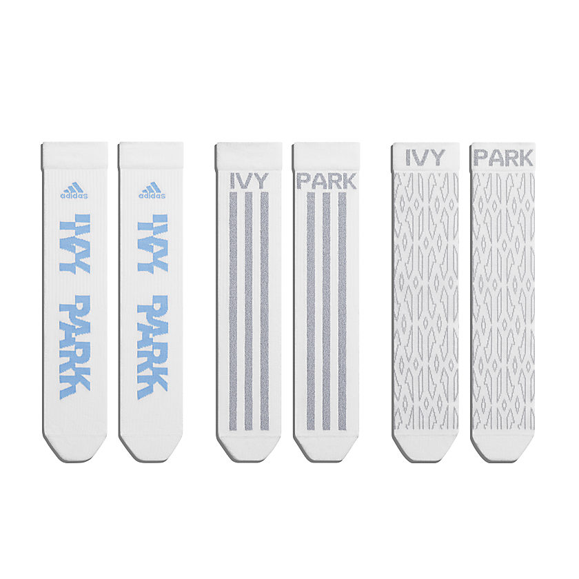 Pre-owned Adidas Originals  Ivy Park Logo Socks (3 Pairs) Core White/light Blue