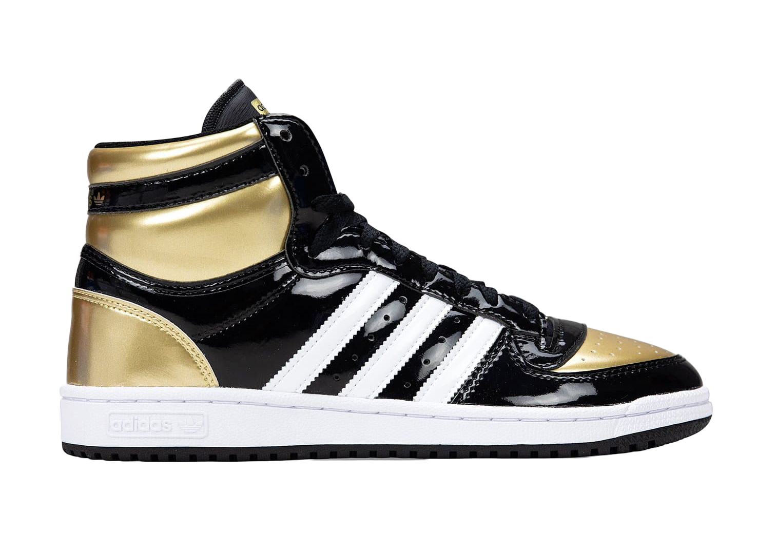 Pre-owned Adidas Originals  Top Ten Black Gold Patent In Black/gold-white